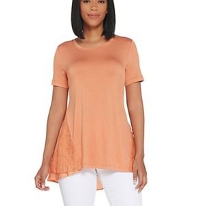Lori Goldstein LOGO papaya lace skirted tunic 1